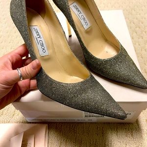 Gold glitter Jimmy Choo pump with box and bag 39